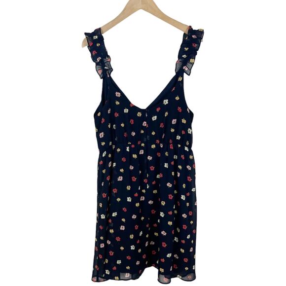 Madewell Ruffle Strap Mini Dress in Navy Confetti Floral Print Size 2 - Picture 5 of 8